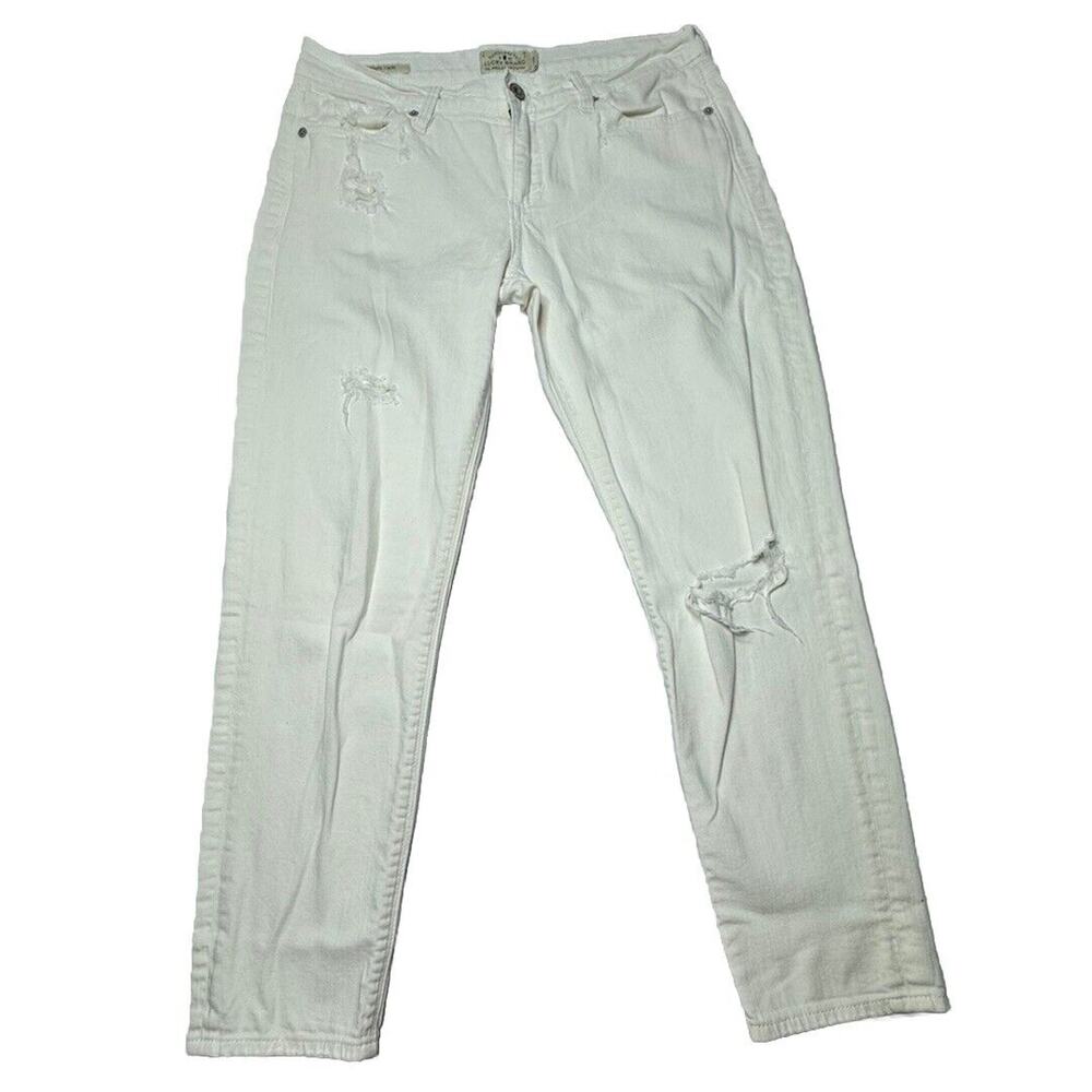Lucky Brand Women's White Distressed Brooke Capri Denim Jeans - Size 6 (28x26)*